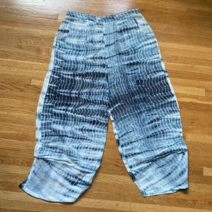 Black & White Tie Dye Gauze Semi Sheer Ruched Pants Size L